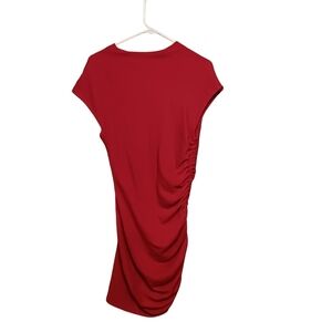 Vintage Lanvin Paris RED Wool Dress Side Zipper Ruche Details Stained BARGAIN